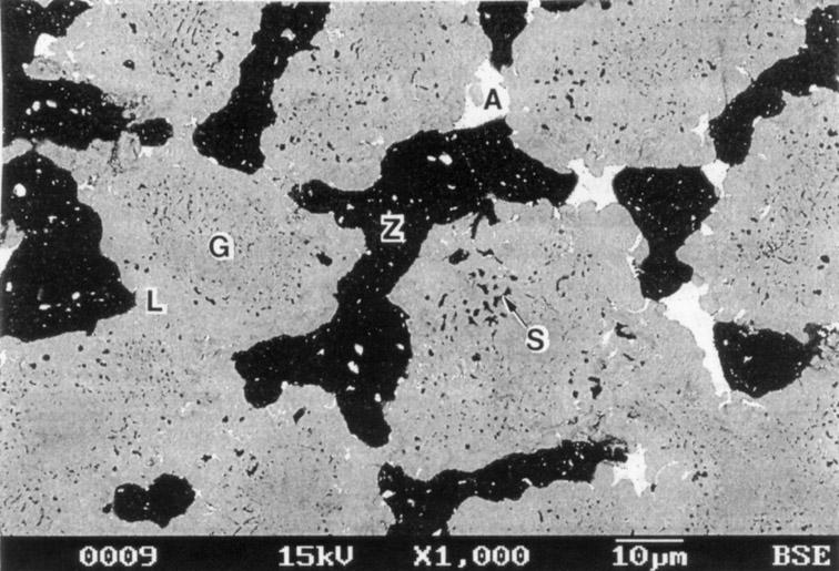 0501.3 Figure 3: BSE micrograph of the central melt region in the HF-15 specimen (2200 o C, 428 s).