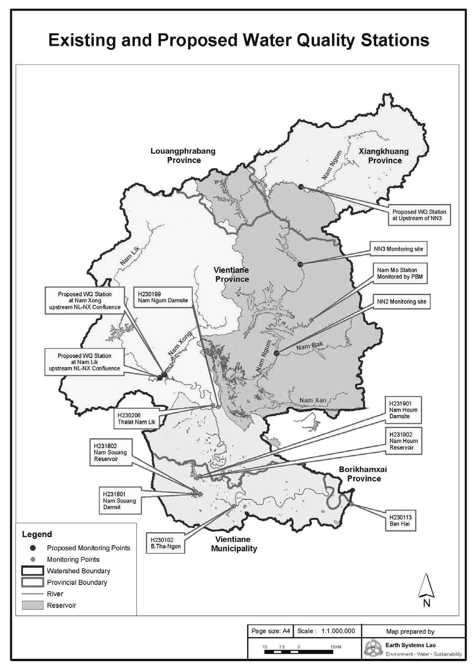 Source: NN3 Cumulative Impact Assessment, Appendix C Figure 1. Existing and Proposed Water Quality Stations, Nam Ngum 3 Cumulative Impact Assessment Study Table 3.