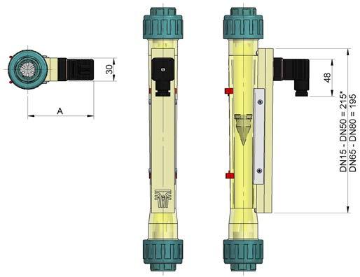 Plastic tube flowmeters Series PT/PS Transmitters Transmitter PT-TMUR 0... 4-20 ma (18 points, for ½... 2 ) (16 points, for 2½... 3 ) Transmitter PTM-TMUR 0.