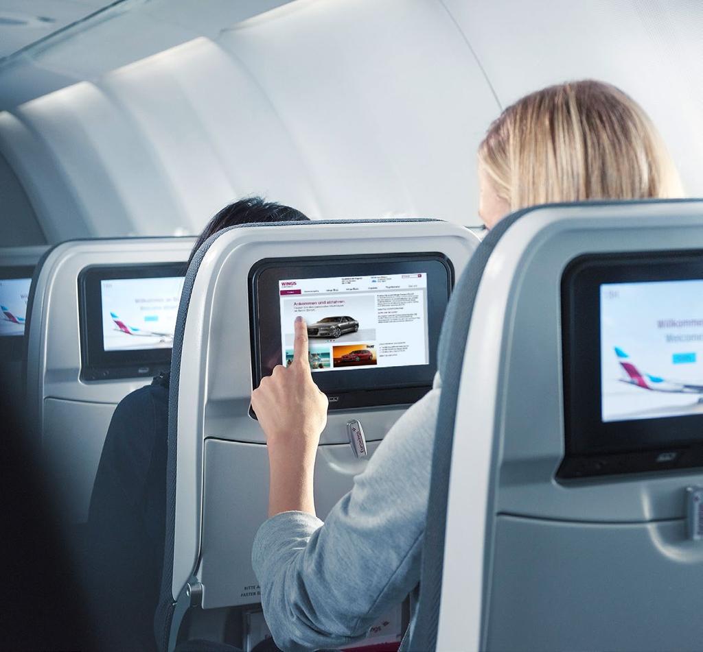 IN-FLIGHT ENTERTAINMENT Of all the cabin facilities on offer, a highlight is the up-to-date inflight-entertainment system with a wireless portal for personal devices such as smartphones or tablets.