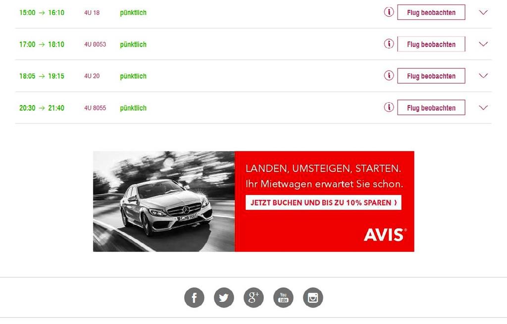 OTHER WEBSITES The Eurowings websites have a number of attractive sub-pages for your advertisements. Choose your customized package from the following themed pages: Board services (approx.
