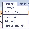 To print your timecard, from the Actions menu, select Print or