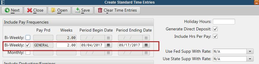 The Create Standard Time Entries and Attendance Import routines will also default the current