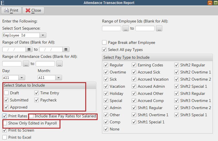 Attendance Transaction Report The Attendance Transaction Report has been modified to handle changes to the status of attendance transactions.