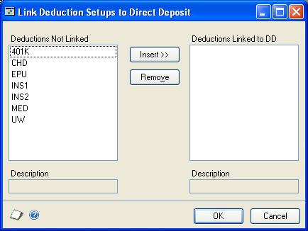 CHAPTER 25 DEDUCTION DIRECT DEPOSIT SETUP When you use a deduction direct deposit, an advice slip or earnings statement for the deduction deposit amount will not be printed for the employee.