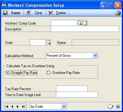 PART 1 SETUP amount for each day worked. For example, if the tax amount was $5 per day worked and the employee worked 21 days, the workers compensation would be $105.