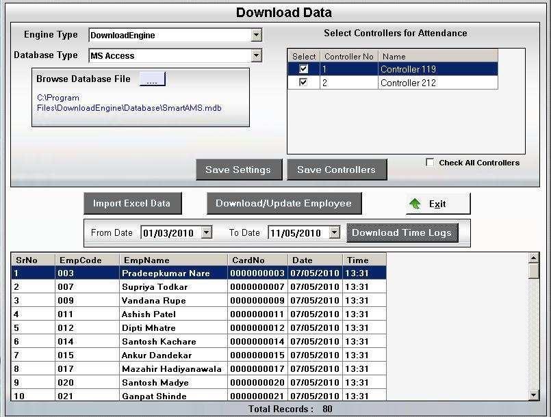 smartsoft provides the user with a facility to download data from a database file. Select Database Path is the form provided to serve the purpose. The form structure is as shown above. 1.