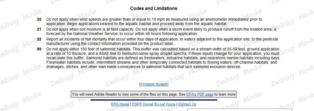 U.S. EPA County Bulletin Buffer Calculator (test site for salmon injunction, not available yet)
