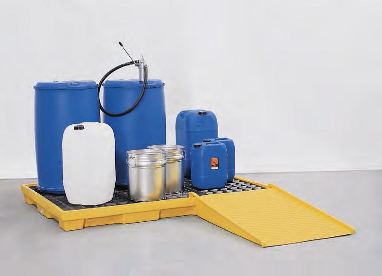Sumps provide spill containment in compliance with EPA Grating removes easily for access to sump area below Stable