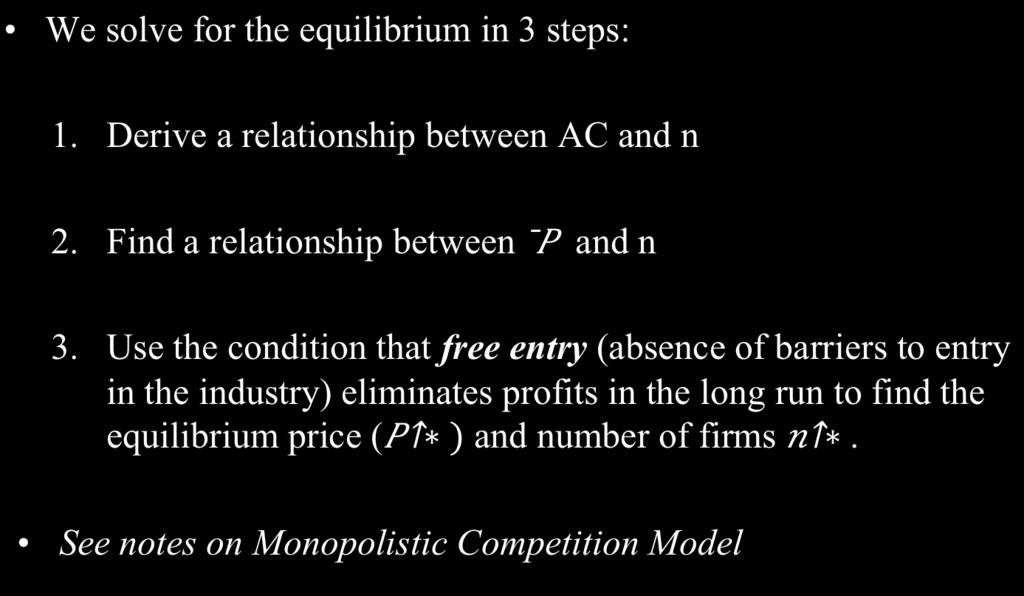 Monopolistic Competition P P n ECON