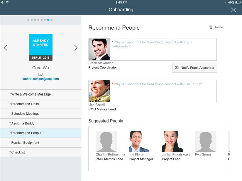 The SAP SuccessFactors Talent Management Suite includes the following: Recruiting Transform recruiting into a proactive, strategic part of your talent