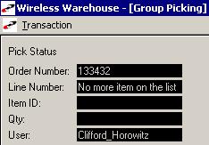 4 PICKING WIRELESS WAREHOUSE MANAGEMENT GUIDE Note: Because a bin might fill up before you ve deposited all items, it is possible to have multiple consolidation bins for the same order within the