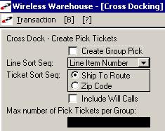 5 RECEIVING WIRELESS WAREHOUSE MANAGEMENT GUIDE Pick Ticket Creation The last screen in this process, the Pick Ticket creation screen is where you decide how the orders will be picked and the tickets