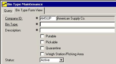 6 PULL TO PICK WIRELESS WAREHOUSE MANAGEMENT GUIDE BIN TYPE MAINTENANCE Navigation Path: Inventory/ Maintenance menu/ Bin Type Maintenance In addition to activating the system setting described