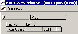 7 INQUIRY The Inquiry menus grant you quick access to bin contents and item locations without the need to perform multiple lookups in the middle of a transaction, fin an open terminal to perform an