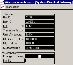 3 INVENTORY OPERATIONS WIRELESS WAREHOUSE MANAGEMENT GUIDE 9. Enter the quantity of item you want to put away.