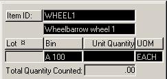 3 INVENTORY OPERATIONS WIRELESS WAREHOUSE MANAGEMENT GUIDE Scan Bin Current Item The bin ID of the bin you scanned.