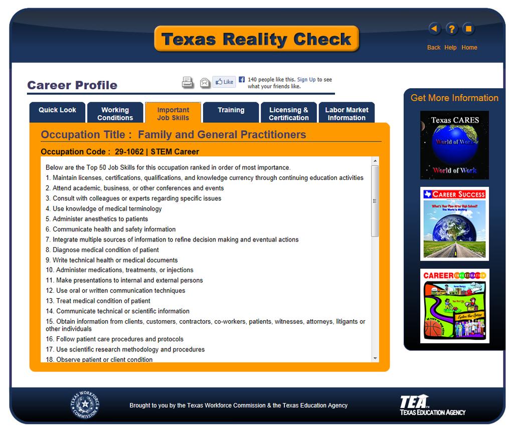 DWAs are embedded in Texas Reality Check and labeled