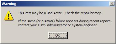 LDMS MDC Bad Actor Detection Automatically warns the technician opening