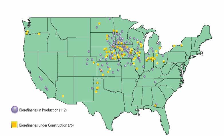 U.S. Biorefinery Locations U.S. Biorefinery Locations Corn and Cellulosic Feedstocks Source: Renewable Fuels Association 1.29.