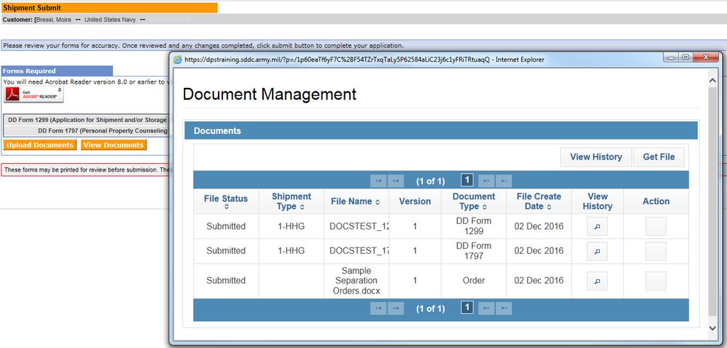Viewing Documents You can check to make sure your documents have been uploaded by clicking the View Documents button.