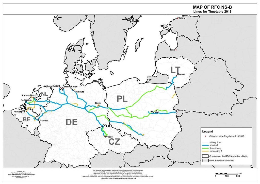 3. Corridor Description RFC North Sea Baltic goes through 6 EU Member States, starting in North Sea ports in Belgium, the Netherlands and Germany, spreading through central Germany, the Czech