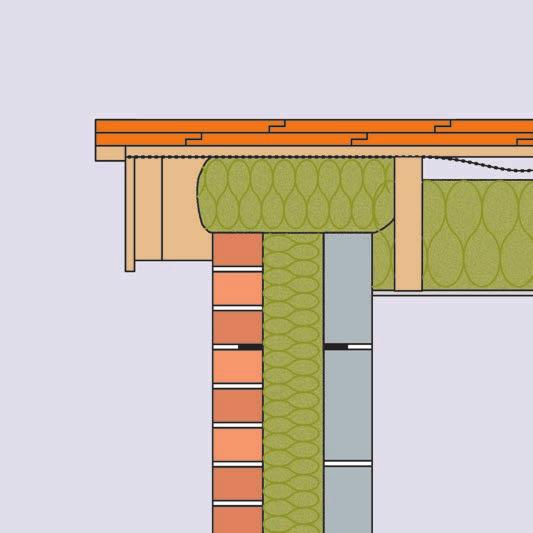 At gable walls with warm roof construction the insulation should be continued to the underside of the roof to ensure continuity of the wall and roof insulation. (See Figures 7, 8, 9 & 10).