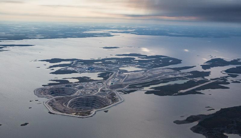 Island-based Diavik Diamond Mine 5 Processed kimberlite containment Diavik plant site Wind