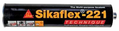 & ADHESIVES Commercial Body Fittings 230 Sikaflex 221 Adhesive/Sealant Sikaflex 221 is a high-quality multi-purpose non-sag polyurethane sealant that cures on exposure to atmospheric humidity to form