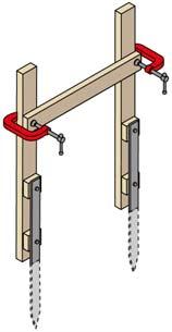 Attach 1 x 4 wooden horizontal support using 3-1/2 (min.) C-clamps. Grade stake kit incudes: 24 threaded metal stakes, aluminum spacer blocks, bolts and washers.