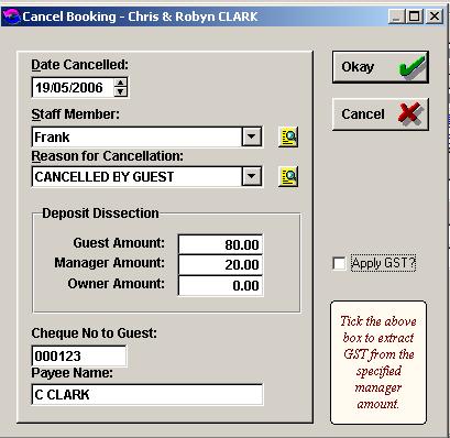 click ok Enter reason for cancellation and input amount to be refunded in relevant boxes.