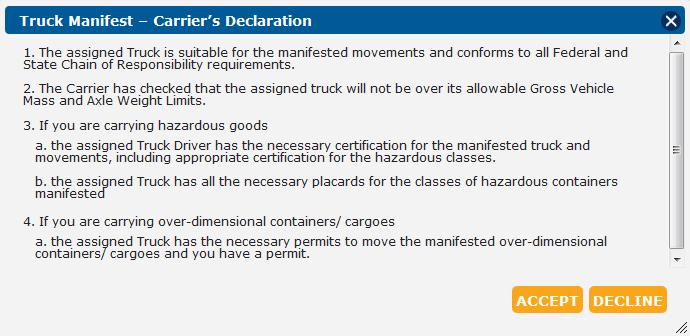BCT Truck Manifest Carrier s Declaration