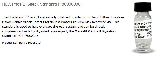 HDX Phos B Check Standard Intact phosphorylase b protein that can be used to evaluate HDX system