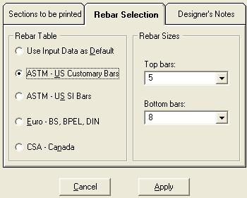 1-9b The bar system used for the ADAPT-PT analysis is determined according to the design code selected during data input. The preferred bar size is also specified during data input.