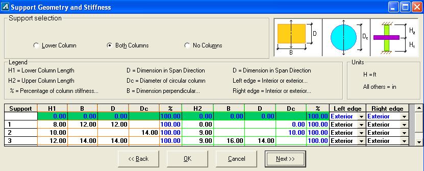 Beam screen will be followed by the Geometry-Drop Panel screen (Fig. 6.2-8). This screen is also available through menu Geometry -> Drop Panel. FIGURE 6.