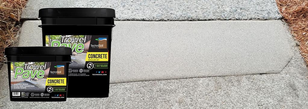 For more information, visit FEATURES & BENEFITS: TrowelPave Concrete - Regular Set is a cold mix, cold applied concrete patching repair product.