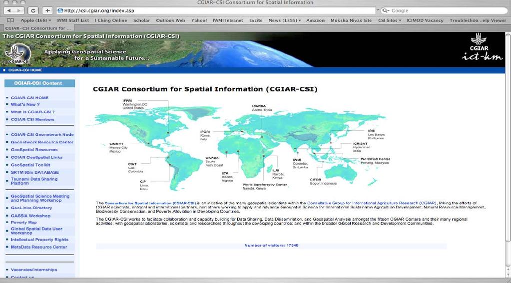 CGIAR-CSI GeoPortal Comprehensive resource for CGIAR and Geospatial Science applied to sustainable development.