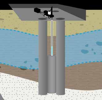 The ability to drill fewer holes to larger depths is also one of the advantages of the water-powered drilling technology especially in restricted areas where space is limited.