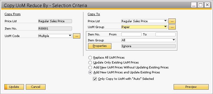 to UoM items in any other price lists Easy management of pricing updates