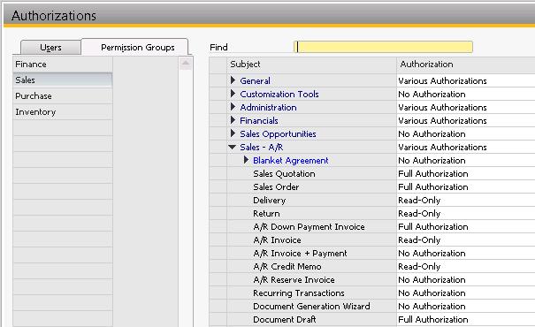 containing sets of general authorizations A user can be assigned to one or multiple groups