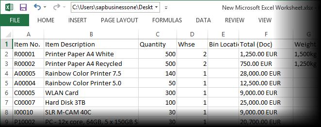to Excel Paste a selected table area from Excel to SAP
