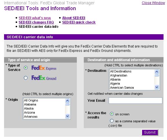 Alternate Self-filing Process Self-file with AESDirect Some FedEx Ship Manager Software customers using a dial-up connection experience problems connecting with AESDirect.