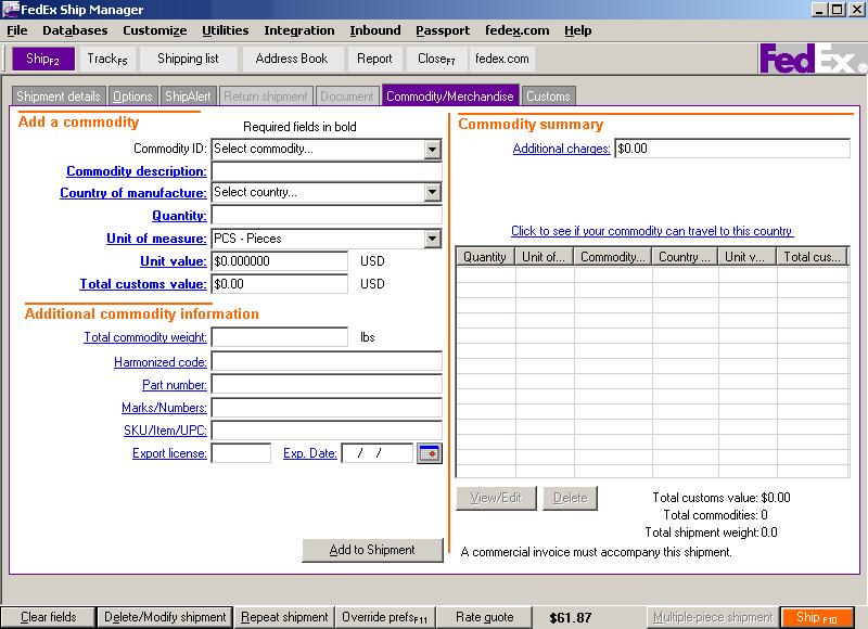 Step 1: Enter Shipment Information Self-filing Begin entering shipment information on your FedEx Ship Manager Software screen. 1 Complete the Shipment details screen.