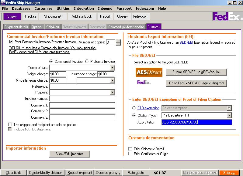 Step 3: Finish Your Shipment Return to FedEx Ship Manager Software to finish your shipment and print the label. 1 Click the Ship button at the top of the screen to return to the Customs screen.
