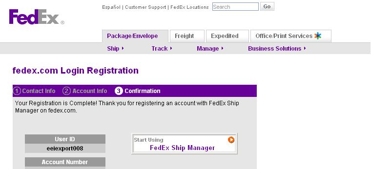 Step 1: FedEx Online Login Registration Account Information 1 Enter the 9-digit FedEx U.S.-based payor account number you want to use.