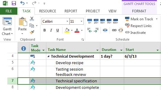 4: Creating and modifying tasks Moving tasks around the schedule When you initially create the schedule, tasks (or groups of tasks) might not be displayed in the correct order and might need to be