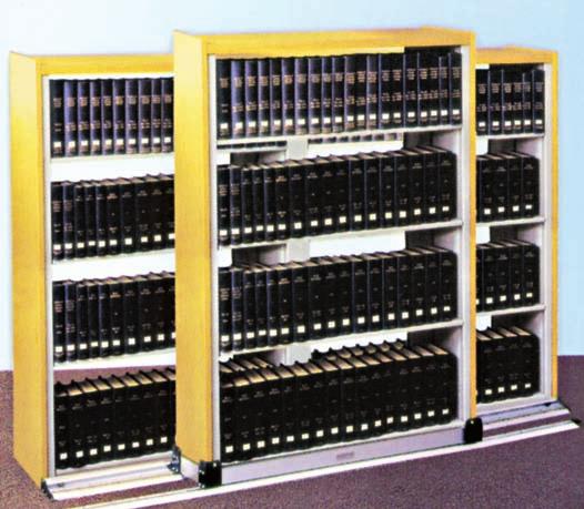 built-in anti-tip safety system Easy-Trak Bi-File & Tri-File Systems Whether your books are in the main library or in archive storage, Easy-Trak saves floor space and increases book storage capacity.