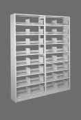 Aurora Shelf Filing provides maximum storage in minimum space for economical, easy access open-shelf filing. 8 openings in 88 1 /4" high section.