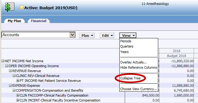 Lawson Budgeting and Planning (LBP) & Workforce 1. Click View > Select Period, Quarter, or Year.