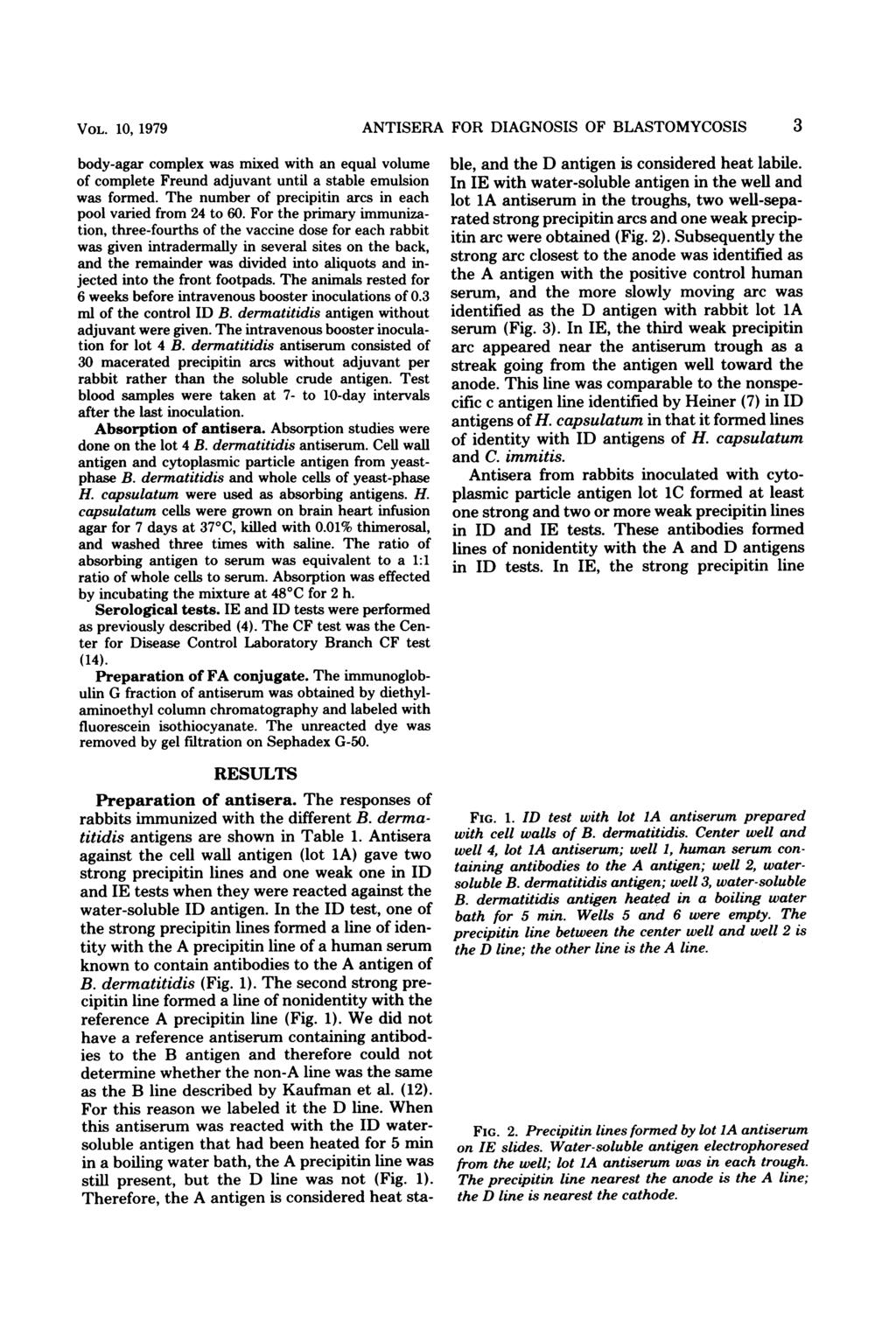 VOL. 10, 1979 body-agar complex was mixed with an equal volume of complete Freund adjuvant until a stable emulsion was formed. The number of precipitin arcs in each pool varied from 24 to 60.